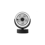 Ventilator inteligent, portabil, pentru camping, cu incarcare USB, cu lumina LED puternica, negru