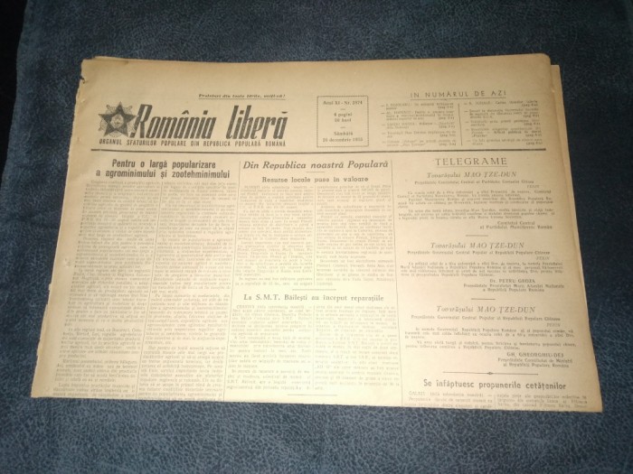 ZIARUL ROMANIA LIBERA 26 DECEMBRIE 1953
