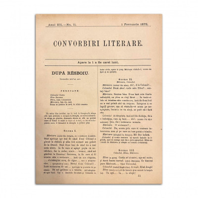 Convorbiri Literare, anul XII, nr. 11, 1 februarie 1879, cu trei poezii de M. Eminescu foto