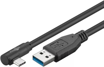 Cablu USB TYPE C tata la USB A 3.0 tata unghi 90 grade 1m 15W 5Gbps Goobay foto