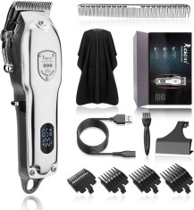 Ma?ina de tuns Hr pentru barba?i - Ma?ina de tuns pentru barba?i Ma?ina de tuns pentru tuns Kit profesional de tuns parul Afi?aj LED reincarcabil - Tu foto