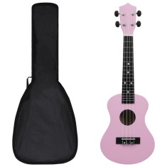 Gossi set ukulele soprano pentru copii, cu husa, roz, 23"