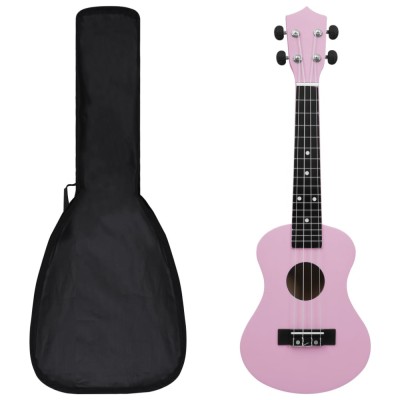 Gossi set ukulele soprano pentru copii, cu husa, roz, 23&amp;quot; foto