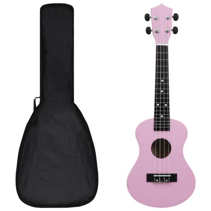 Gossi set ukulele soprano pentru copii, cu husa, roz, 23&quot;