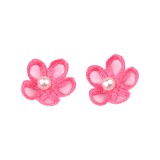 Set 10 flori textile pentru cusut sau lipit pe haine, diametru 25 mm, Roz, Crisalida