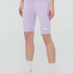 Arkk Copenhagen pantaloni scurti femei, culoarea violet, neted, high waist