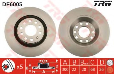 Disc frana AUDI A4 Cabriolet (8H7, B6, 8HE, B7) (2002 - 2009) TRW DF6005 foto