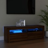 Comodă TV cu lumini LED, stejar maro, 120x35x40 cm