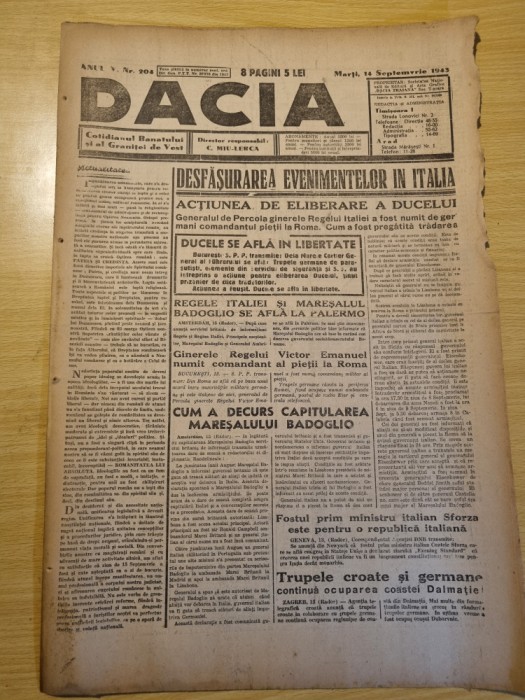 Dacia 14 septembrie 1943-actiunea de eliberare a lui mussolini,lugoj,resita