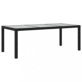 Cumpara ieftin Masa de gradina,negru,190x90x75cm sticla securizata &amp; poliratan