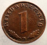2.510 GERMANIA WWII 1 REICHSPFENNIG 1939 D EROARE, Europa, Bronz