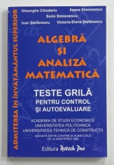 ALGEBRA SI ANALIZA MATEMATICA , TESTE GRILA PENTRU CONTROL SI AUTOEVALUARE de GHEORGHE CIHODARIU ....VICTORIA - ELENA STEFANESCU , 1999