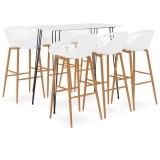 Cumpara ieftin Set mobilier de bar, 7 piese, alb