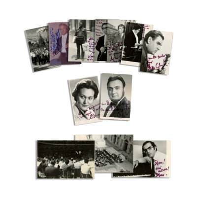 Ionel Perlea, Emilia Petrescu, Iosif Conta, Dan Grigore și alți muzicieni, 12 fotografii cu dedicații foto