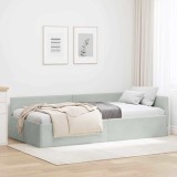 vidaXL Cadru de pat colțar Altele cu headboard Gri deschis 80 x 200 cm