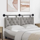 vidaXL Tăblie de pat suspendată Cu lumină LED Gri deschis Catifea 3424637