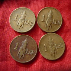 Set 4 Monede 1 Leu : 1938 , 1939 , 1940 , 1941 , cal. F.Buna