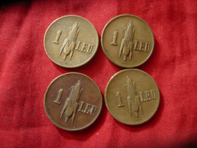 Set 4 Monede 1 Leu : 1938 , 1939 , 1940 , 1941 , cal. F.Buna foto