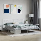 Gossi cadru de pat metalic cu tablie de cap/picioare, alb, 193x203 cm
