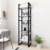Gossi biblioteca cu 5 rafturi gri beton, 40x30x175 cm, lemn prelucrat