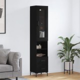 Cumpara ieftin Dulap &icirc;nalt, negru, 34,5x34x180 cm, lemn prelucrat