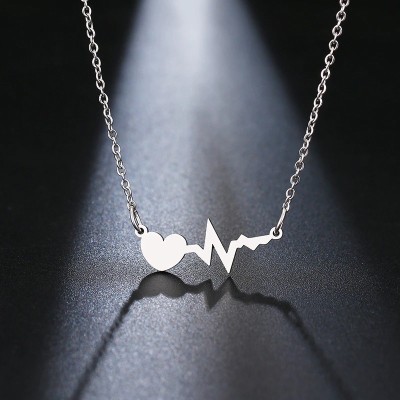 Lantisor Inox Argintiu Love Electrocardiogram - N668 foto