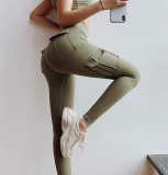 F778-120 Pantaloni sport/casual cu talie inalta si material elastic