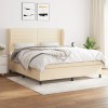 VidaXL Pat box spring cu saltea, crem, 160x200 cm, material textil 3128058