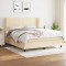 vidaXL Pat box spring cu saltea, crem, 160x200 cm, material textil 3128058