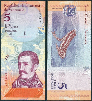 !!! VENEZUELA - 5 BOLIVARES 15 I 2018 - P 102 - UNC / SERIA D foto