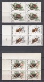 ROMANIA 1996 INSECTE LP 1404 VALOAREA 700 LEI VALOAREA 1500 LEI VALOAREA 2500 LEI HARTIE CRETATA FARA FILIGRAN BLOCURI DE 4 TIMBRE STARE MNH