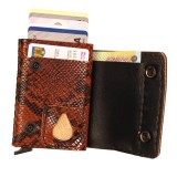 Cumpara ieftin Portofel din piele naturala, Zeno, personalizabil, maro snake, protectie RFID