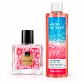 Cumpara ieftin Set Apa de Parfum pentru Femei 30 ml + Gel de Dus Senses Pink Sands 250 ml, Avon