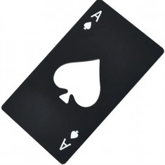 Desfacator sticle model carte de joc As, otel inoxidabil, 8.5 x 5.4 cm, negru