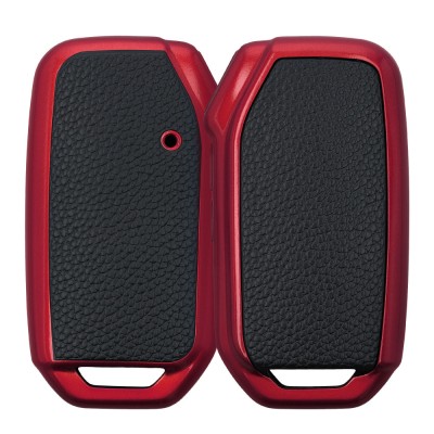 Husa Cheie Auto pentru Kia 3 Butoane - Smart Key, Kwmobile, Negru/Rosu, Silicon, 54032.02 foto