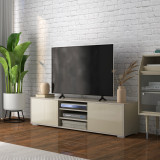 Comoda TV joasa HOMCOM pentru TV 177cm max din MDF gri cu 3 rafturi deschise si 2 dulapuri, 160x39x41,2 cm