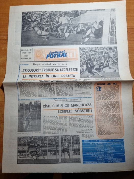 sportul 9 octombrie 1987-hagi golgeter,art. fc bihor,piturca ,camataru