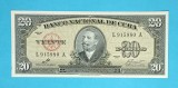 Bancnotă Cuba (pick 80) 20 Pesos 1960 aUNC serie: L 915980 A