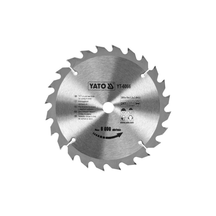 Disc circular pt lemn tct, 205x24tx18mm Yato YT-6066