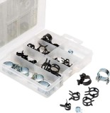 Set de 35 coliere pentru furtun TKExcellent, otel inoxidabil, negru/argintiu, 7/16-9/16, 17/32-5/8