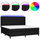 Cumpara ieftin Pat cu arcuri, saltea si LED, negru, 200x200 cm, textil