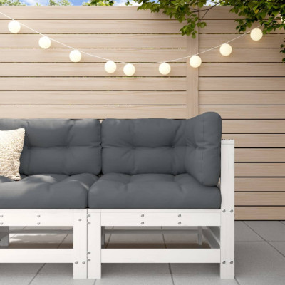 vidaXL Canapea de colț pentru grădină, alb, lemn masiv de pin foto