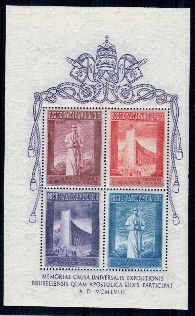Vatican 1958 - Expo Bruxelles, colita neuzata