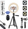 Lampa circulara LED 26 cm diametru,trepied foto universal filet 1 4 inaltime 133 cm + telecomanda bluetooth, Iso