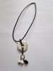 Colier Argint Damă Elcaballo, Pietre Albe-Negre &amp; Pandantive, 43.5cm