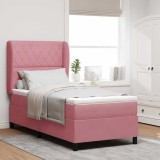vidaXL Pat cu arcuri cu saltea cu headboard Roz 90 x 200 cm Catifea