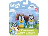 Set figurine Bluey si Bandit cu skateboard, pentru copii 3+