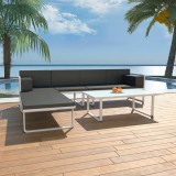 Set mobilier gradina Gossi, 4 piese, aluminiu, negru/alb, cu perne incluse
