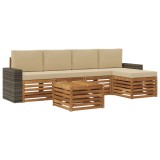 vidaXL Set de canapele de exterior cu pernă 6 pcs Natural și Bej 3384279