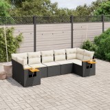 Gossi set canapele de gradina cu perne, 7 piese, negru, poliratan
